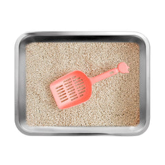 Kichwit stainless steel cat litter box side view demonstrates sturdy design and ample height.