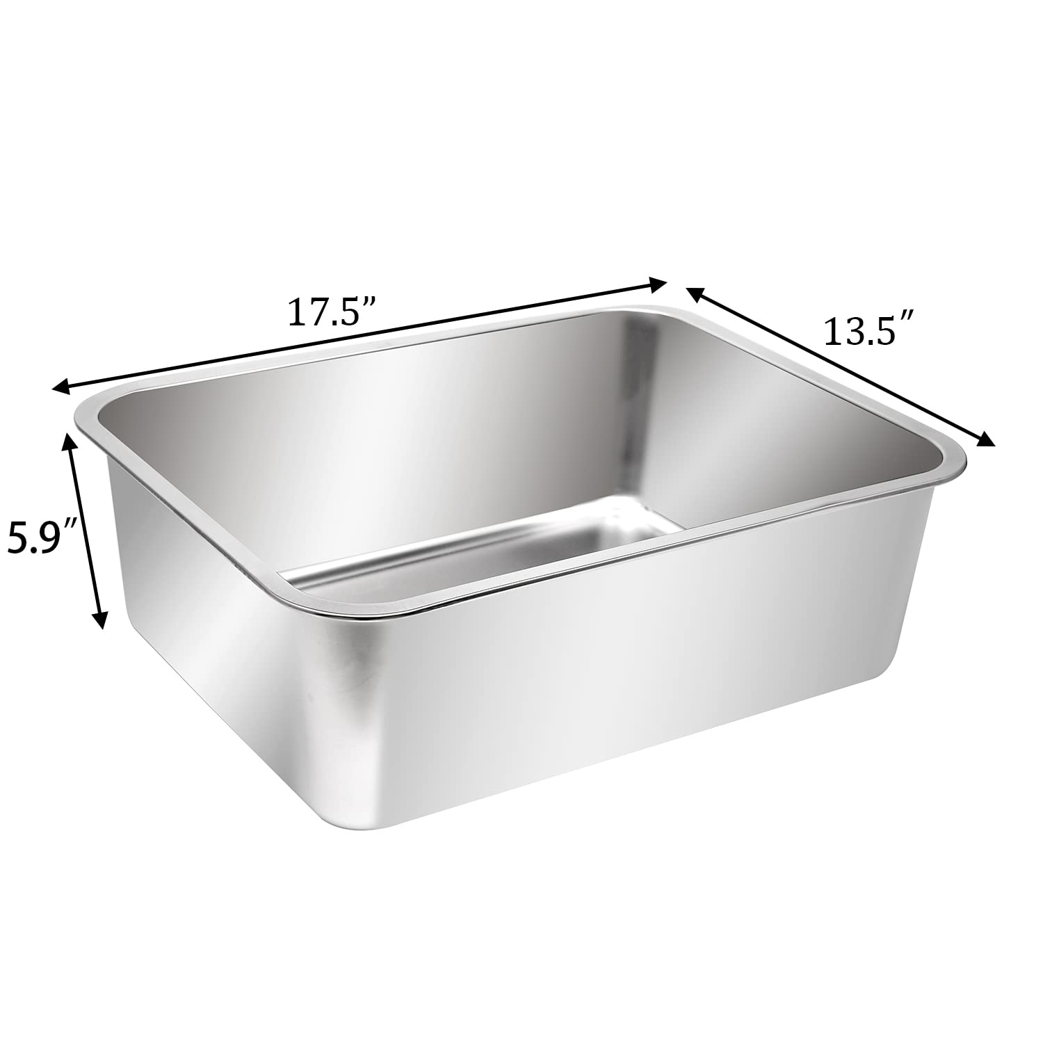 Kichwit stainless steel cat litter box top view shows non-stick interior surface.