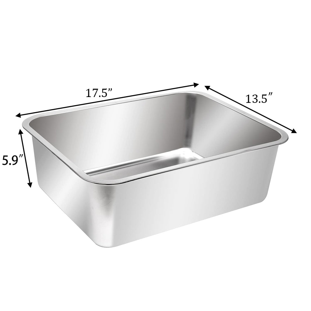 Kichwit stainless steel cat litter box top view shows non-stick interior surface.