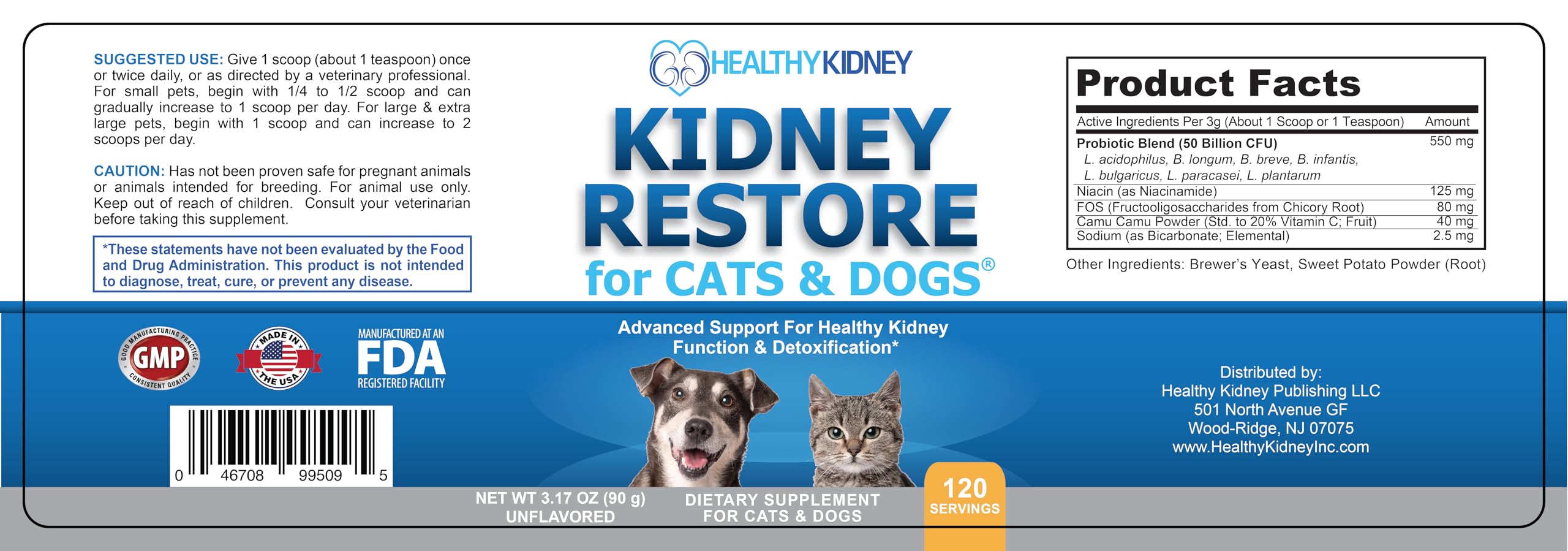 Kidney Restore packaging with health coach support statement suggested use