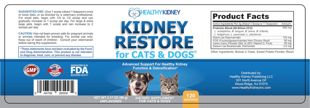 Kidney Restore packaging with health coach support statement suggested use
