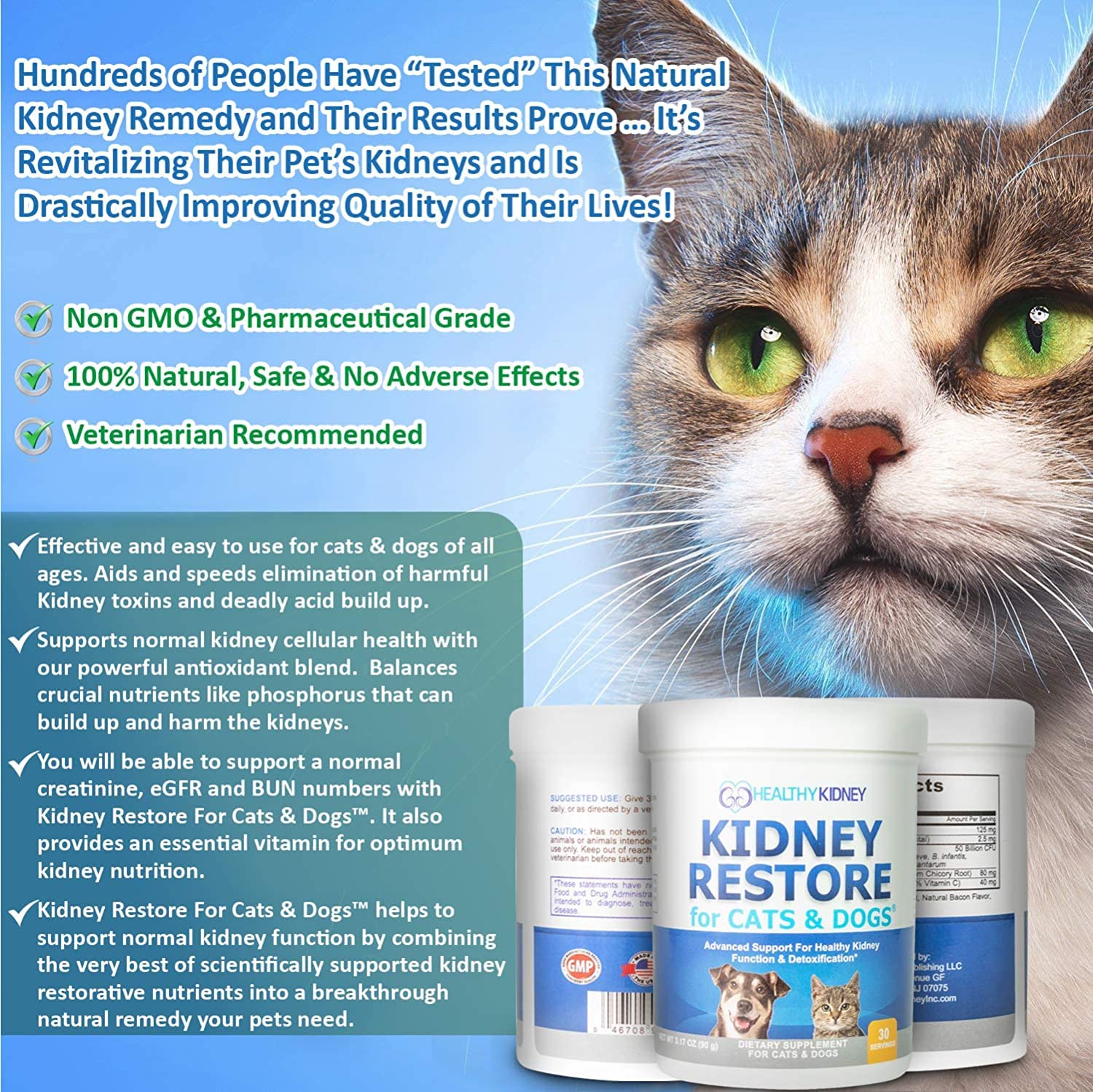 Kidney Restore spoon-dispensing image highlights easy daily serving