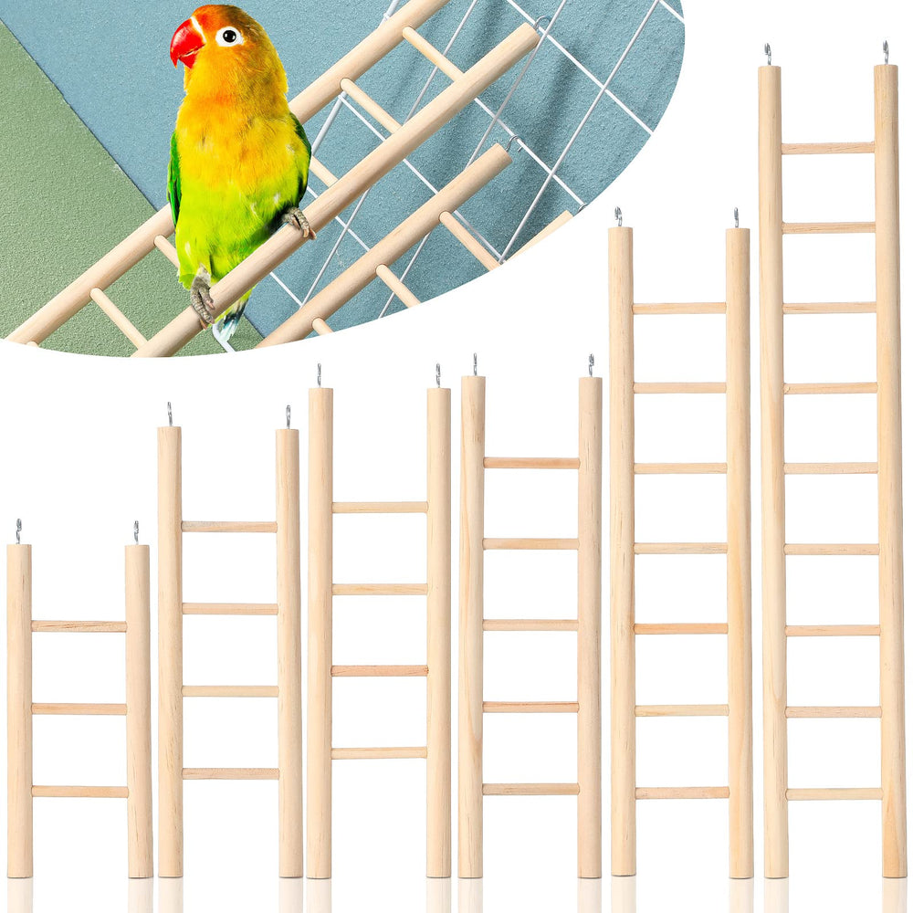 Kigeli wood bird ladder in natural finish, perfect for cockatiels to climb and explore.