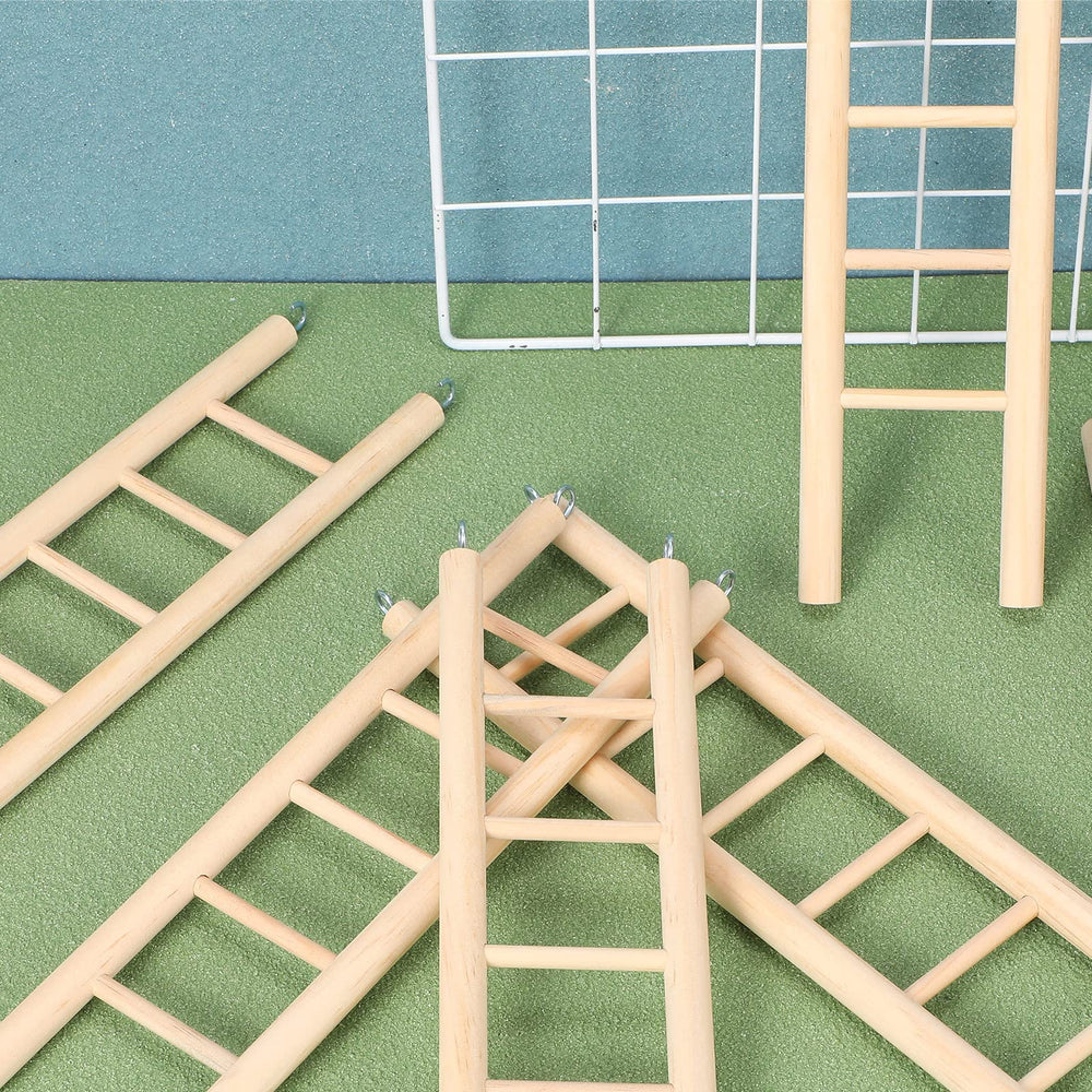 Kigeli safe wooden ladder with rust-resistant stainless steel hook.