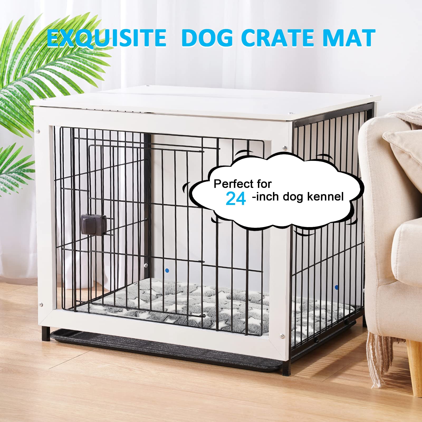 Kigmmro 24-inch kennel dog bed mat fits small to medium dogs