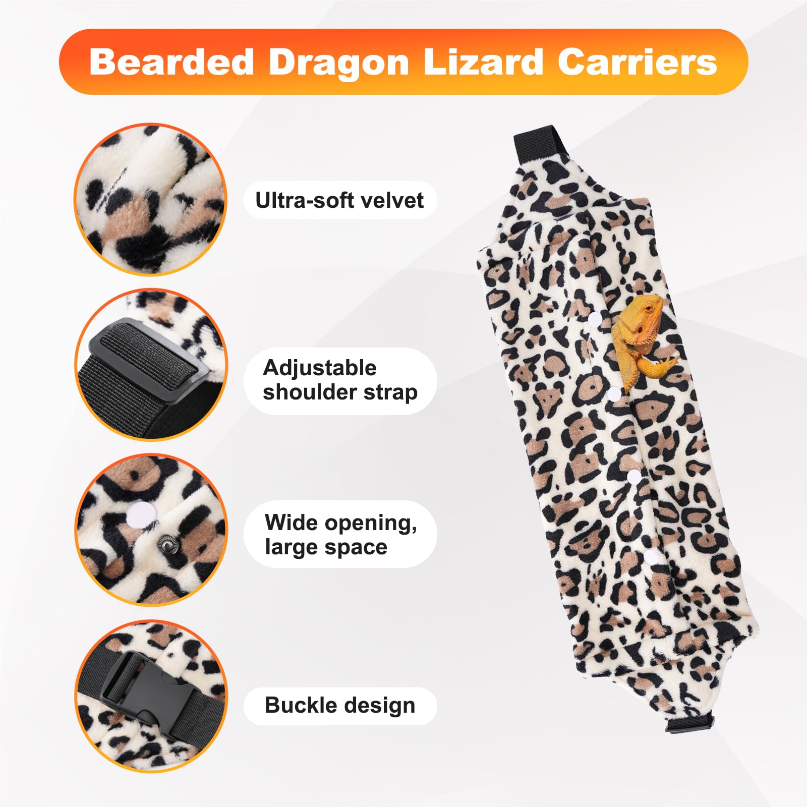 Kiiocwev bearded dragon lizard harness offers secure, adjustable fit for growing pets.