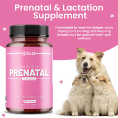 Kilab Complete Prenatal label shows essential nutrients for dogs.