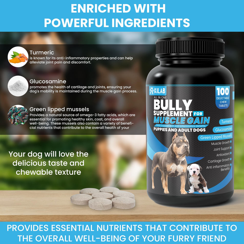 Kilab Dog Weight Gainer joint-support-formula promotes stronger joints and mobility.