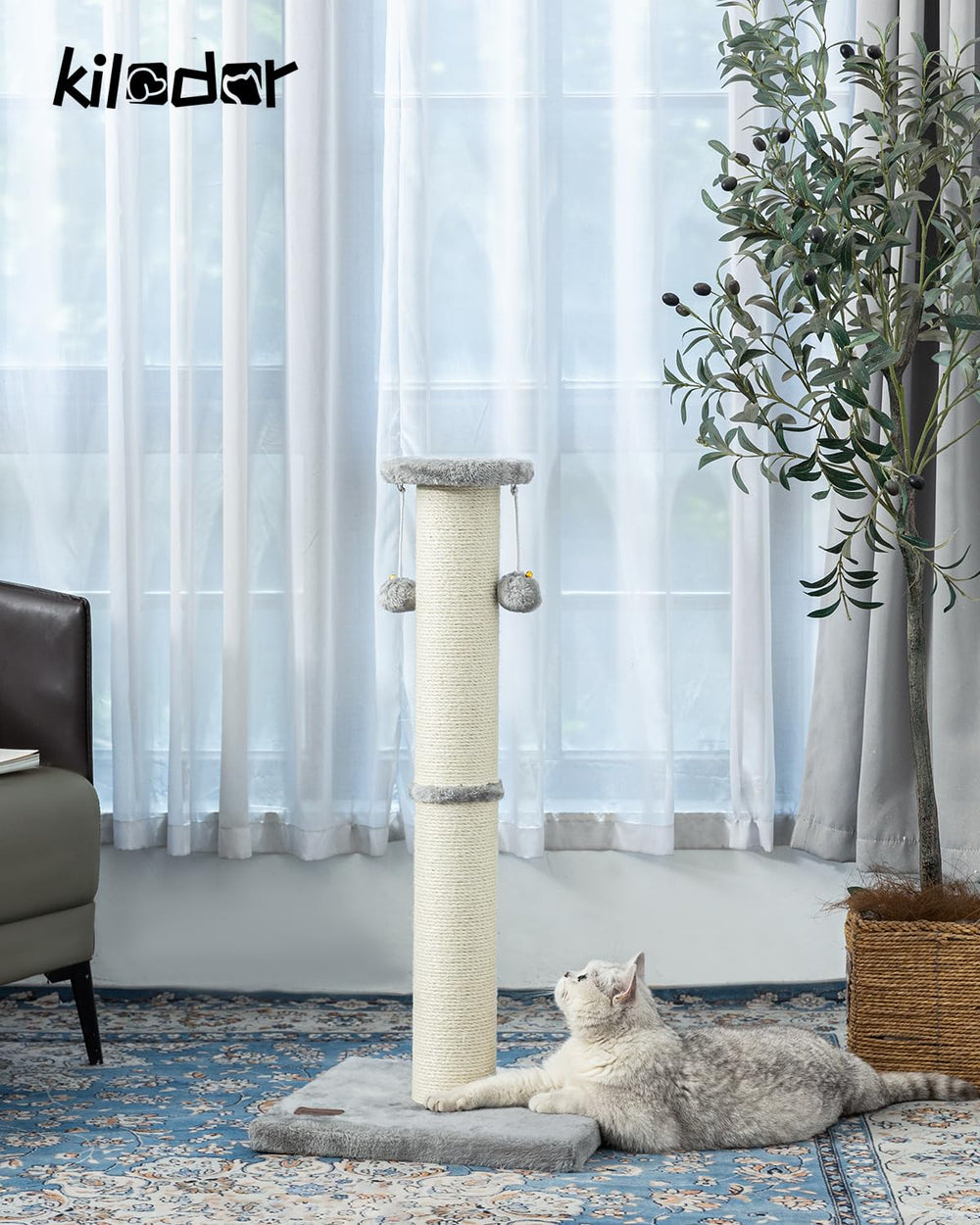Kilodor large 4.3-inch sisal surface ideal for satisfying scratching instinct.