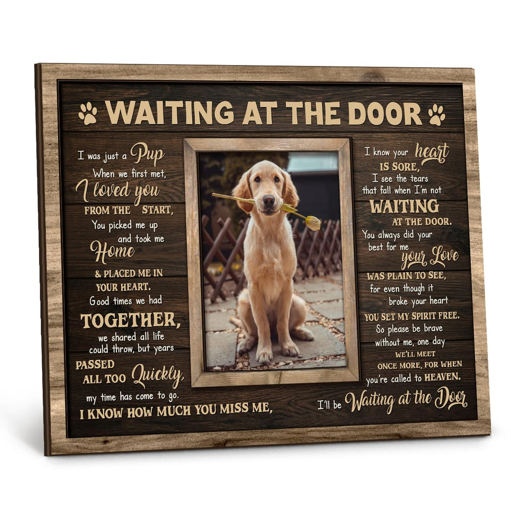 Kilyhome dog memorial frame waiting at the door showcases comforting remembrance.