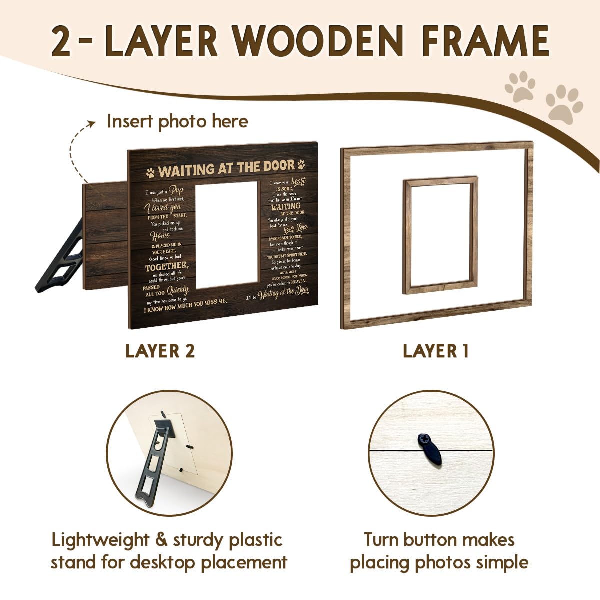 Kilyhome durable double-layer wood frame provides a sturdy keepsake display.