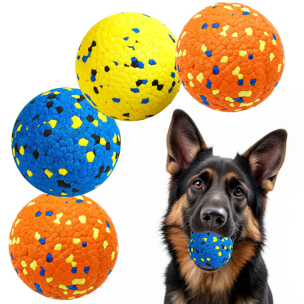 Kimee dog balls blue ball ready for fetch, durable outdoor play.