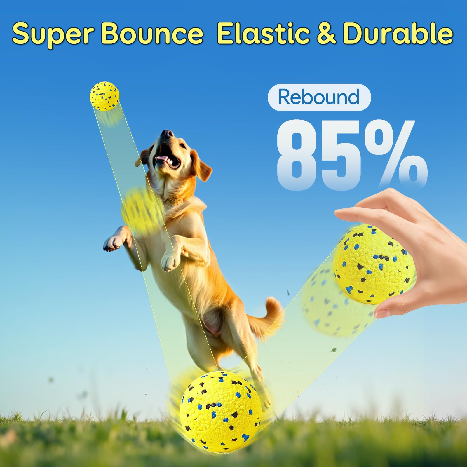 Kimee ball surface texture aiding chewing and debris removal