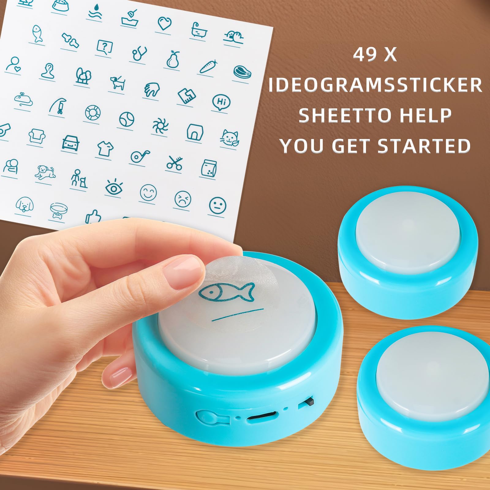 KIMPOK sticker set helps label buttons for easy recognition.