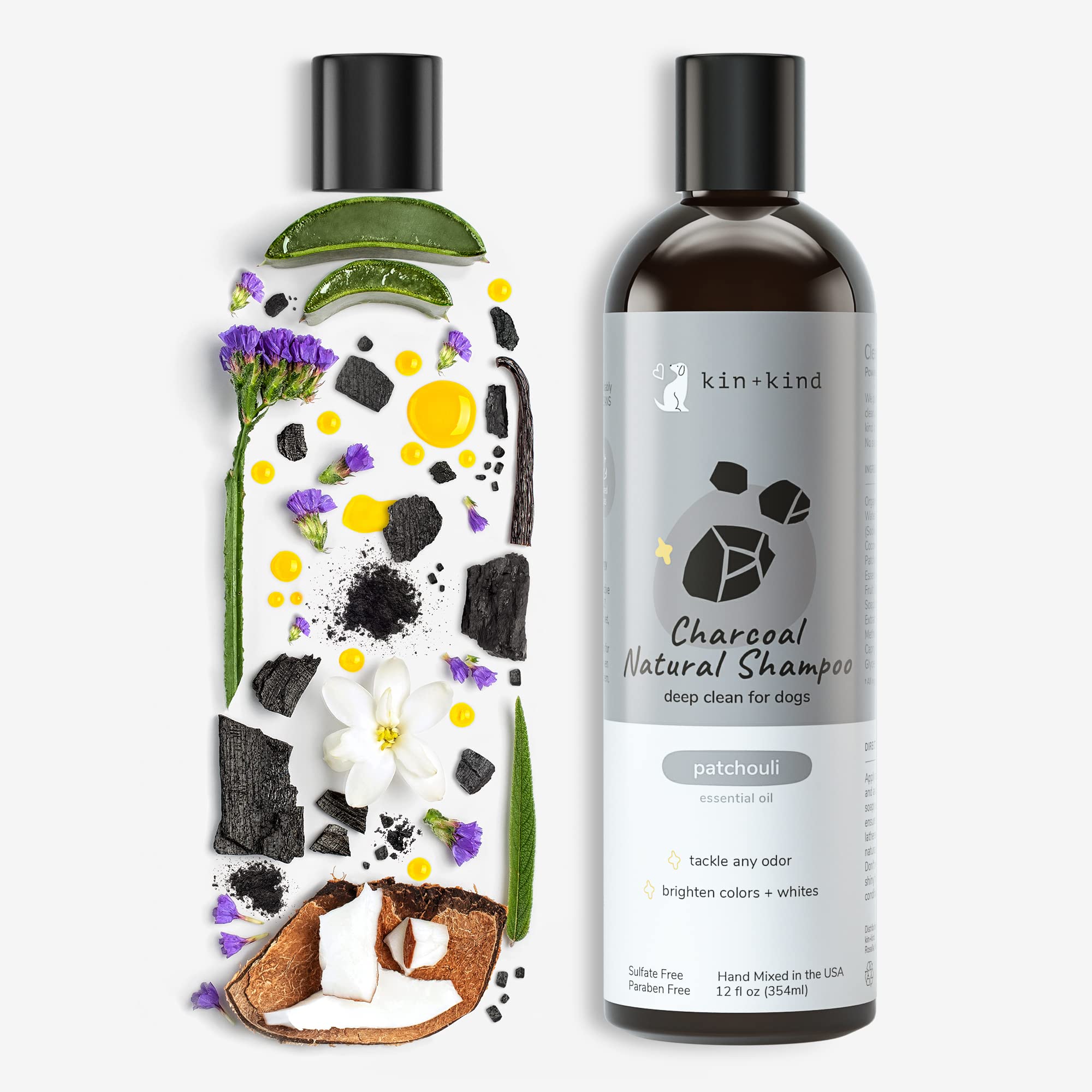 Kin-kind Charcoal dog shampoo handmade in the USA