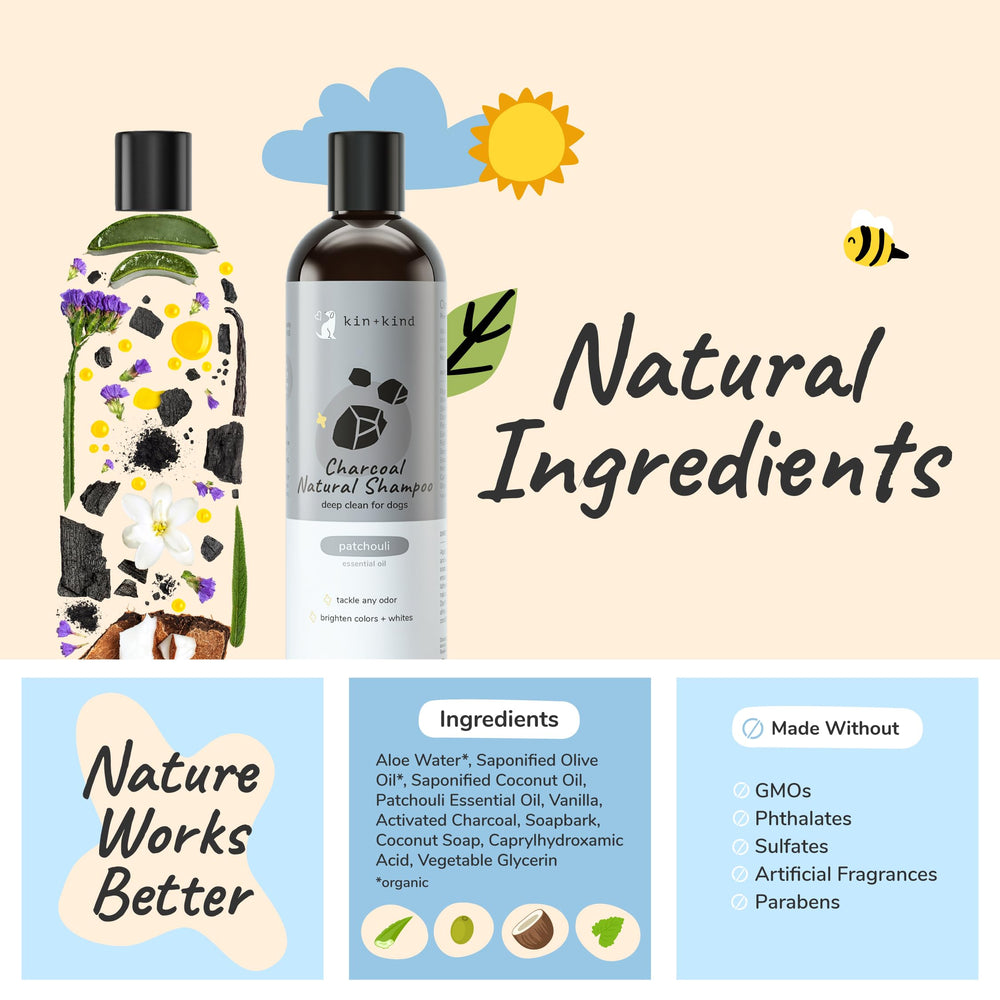 Kin-kind Charcoal dog shampoo patchouli scent close-up