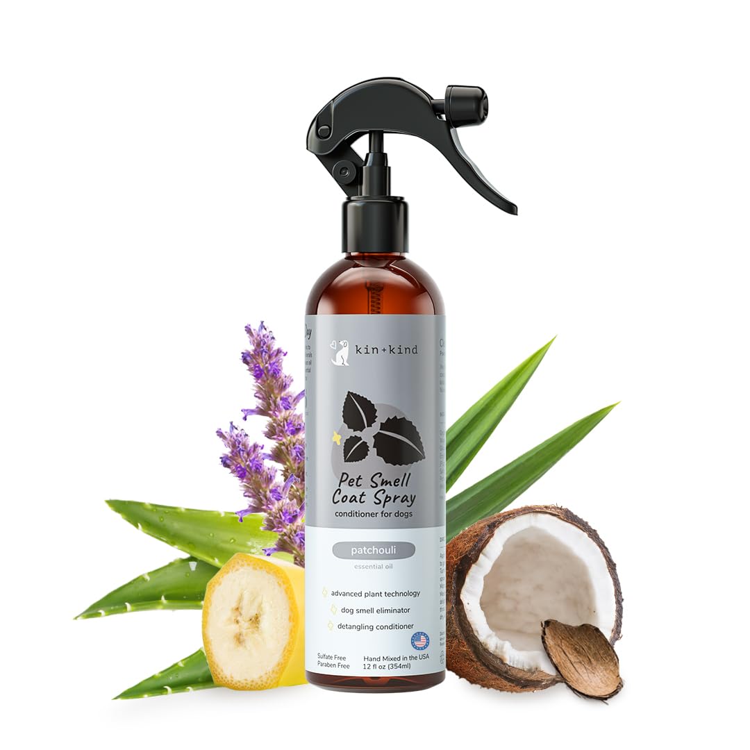 kin+kind dog coat spray Patchouli bottle for long-lasting fresh scent and odor control