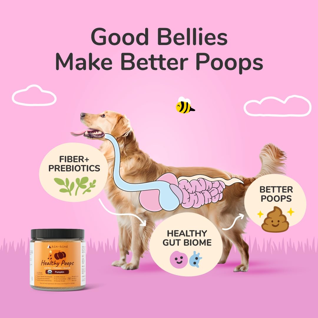 kin+kind Healthy Poops cat and dog meal image showing pumpkin powder used