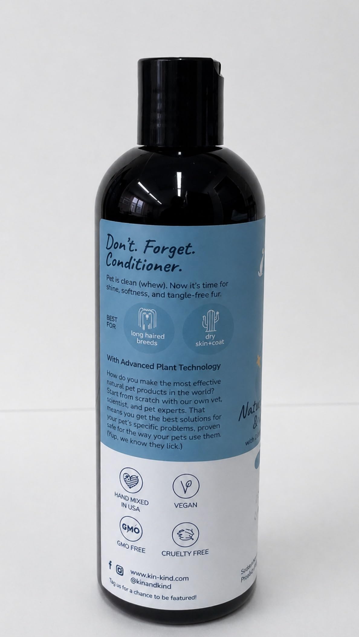 Kin-kind ingredients list clearly displayed on the label for transparency
