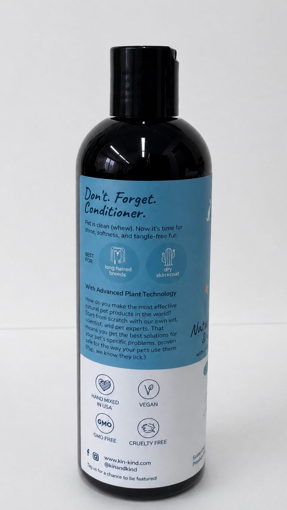 Kin-kind ingredients list clearly displayed on the label for transparency