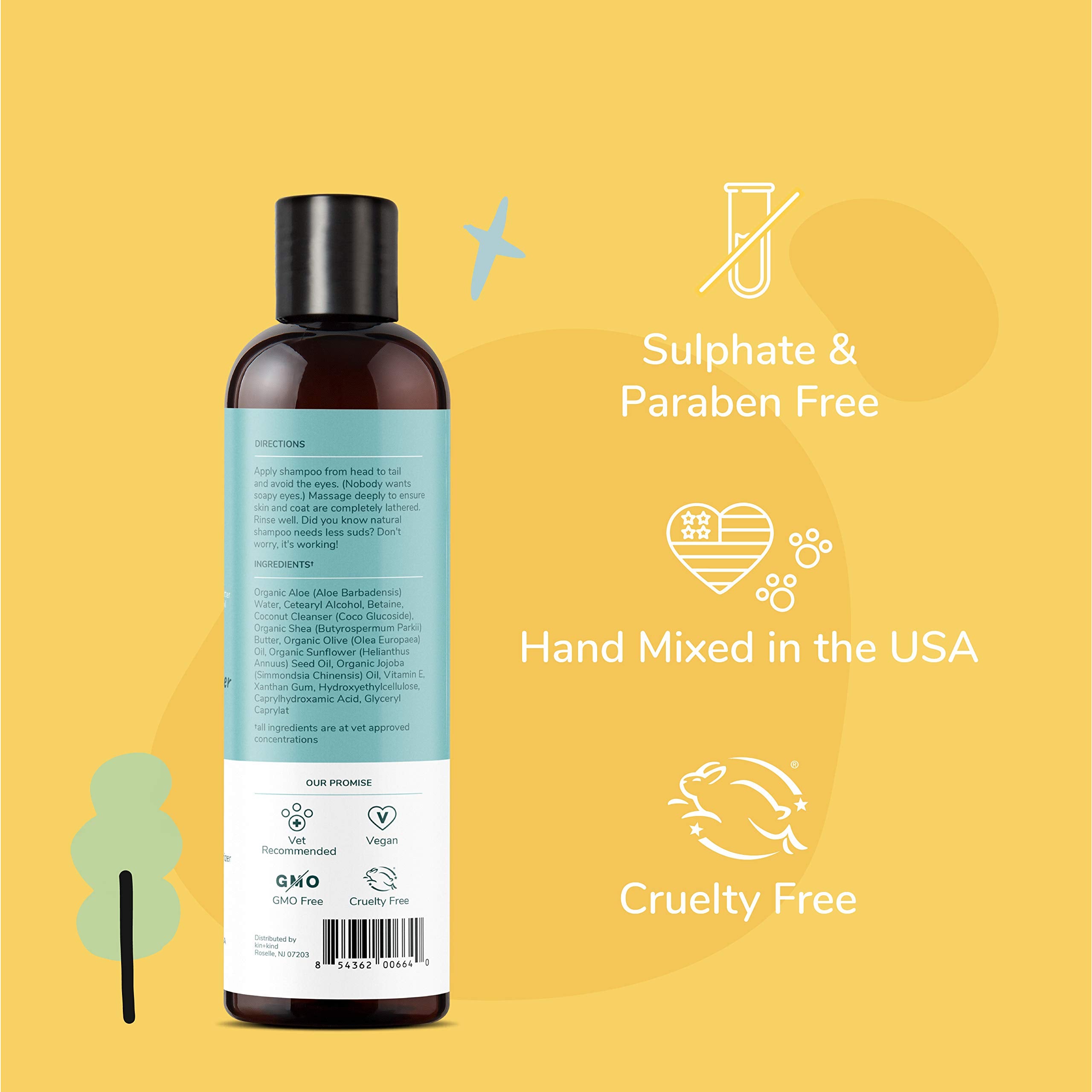 Kin-kind label close-up highlighting plant-based ingredients