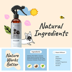 kin+kind dog coat spray being misted for quick odor relief