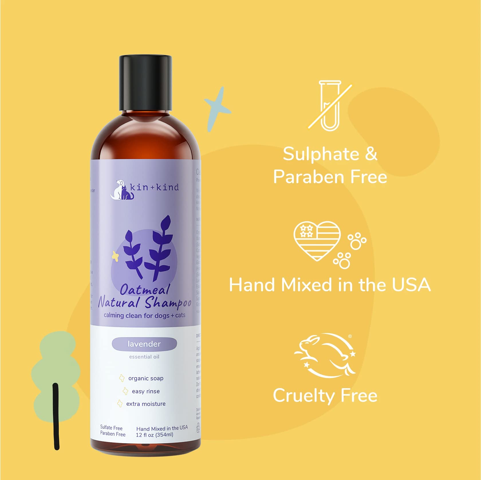 Kin-Kind Oatmeal Shampoo coat-clean shows easy rinsing with a mild formula.