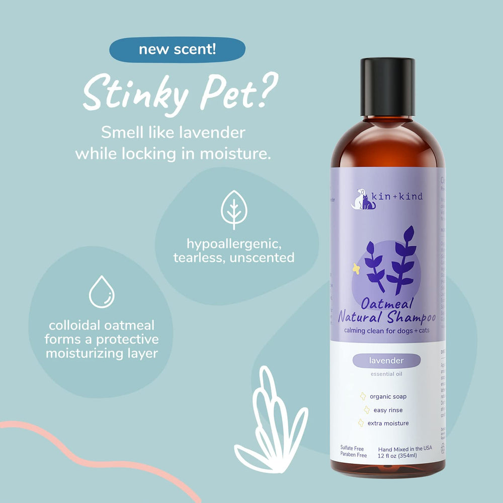 Kin-Kind Oatmeal Shampoo lavender fragrance provides a calming aroma during baths.