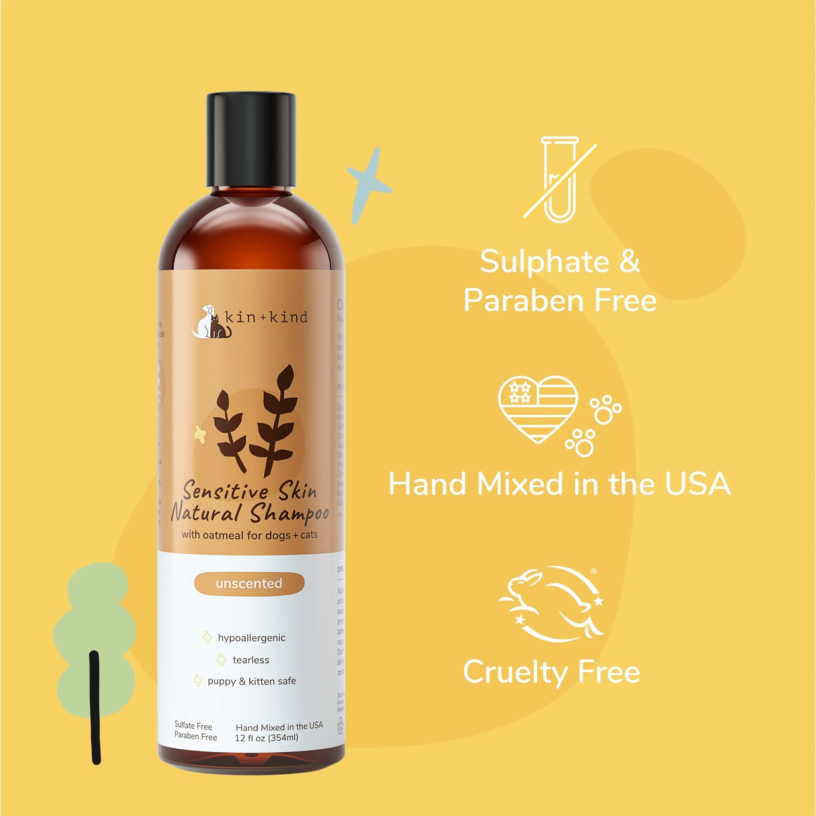 Kin-kind plant-based cleansers lifting dirt while staying gentle.