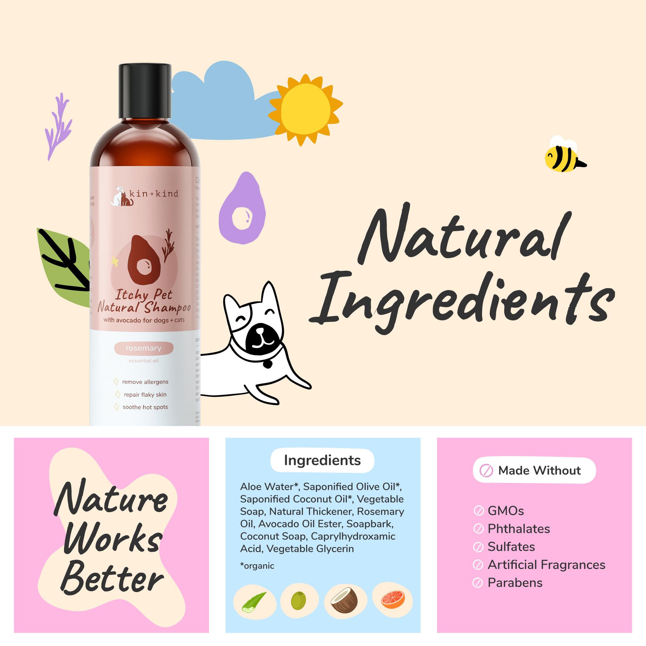 kin+kind vet formulated care note on packaging inspires trust
