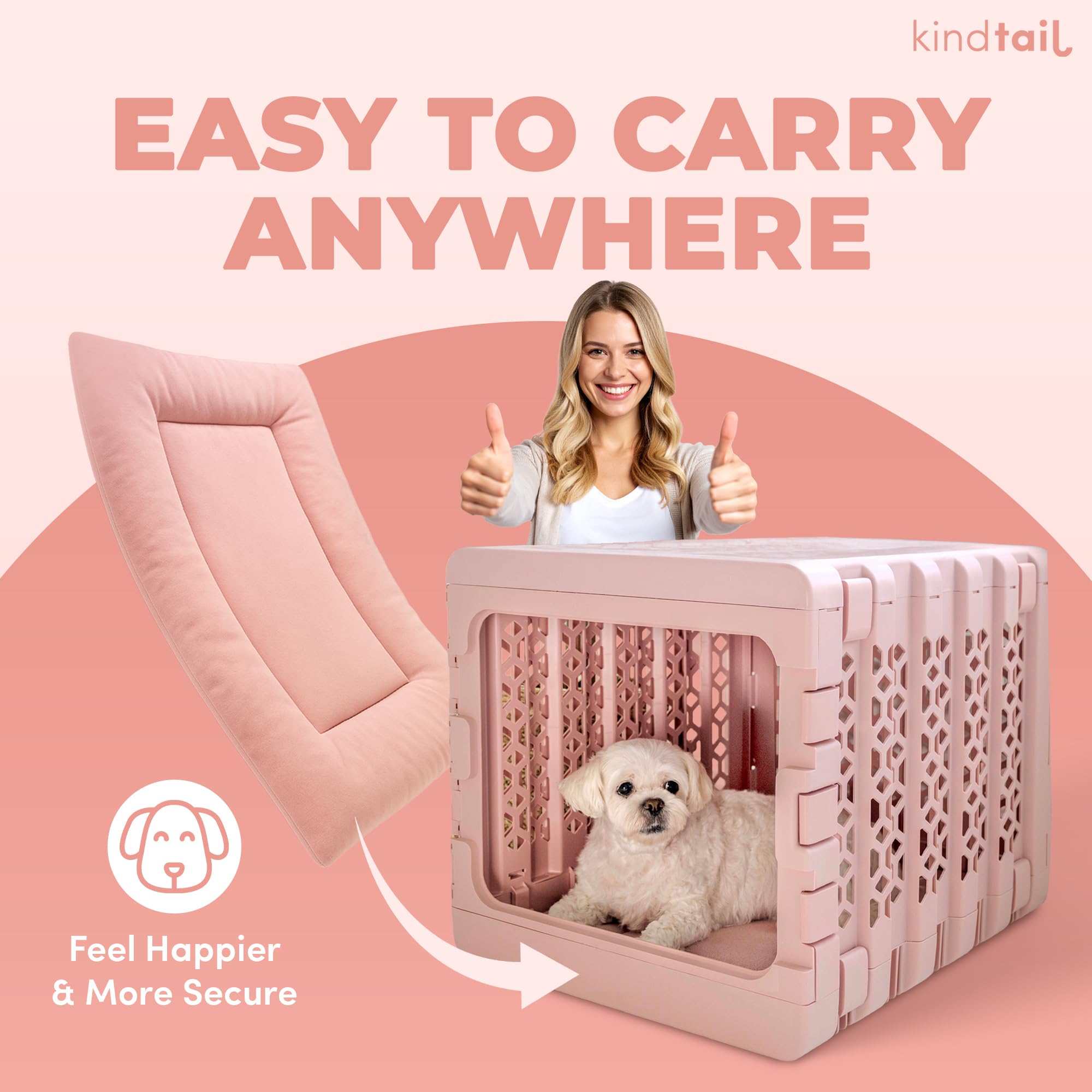 KindTail Dog Crate Pad is lightweight and portable for travel