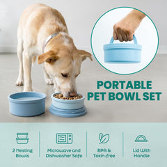 KindTail nesting-pet-bowls stacked for compact travel storage