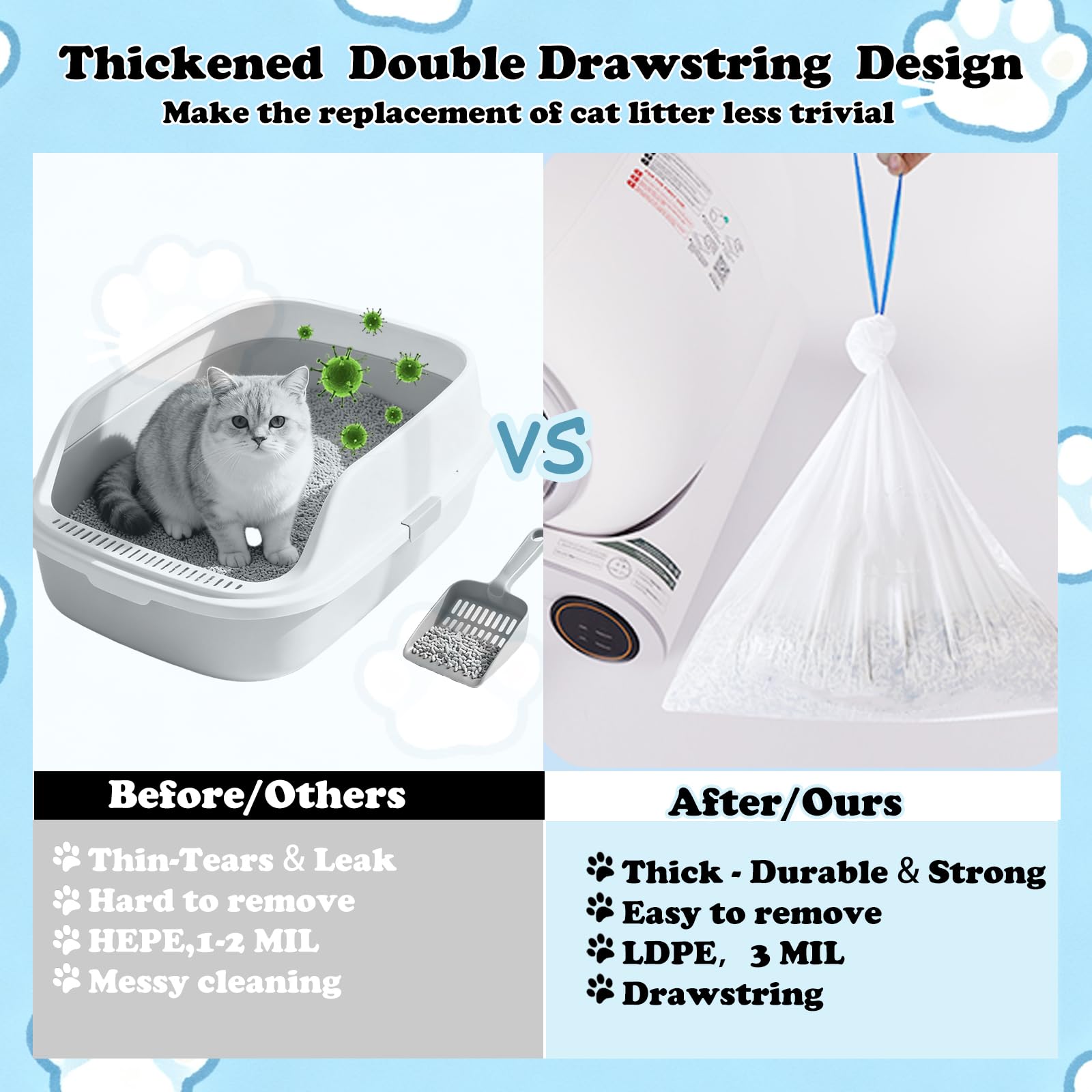 Kineglow heavy-duty liners hold up to 22 pounds of litter.