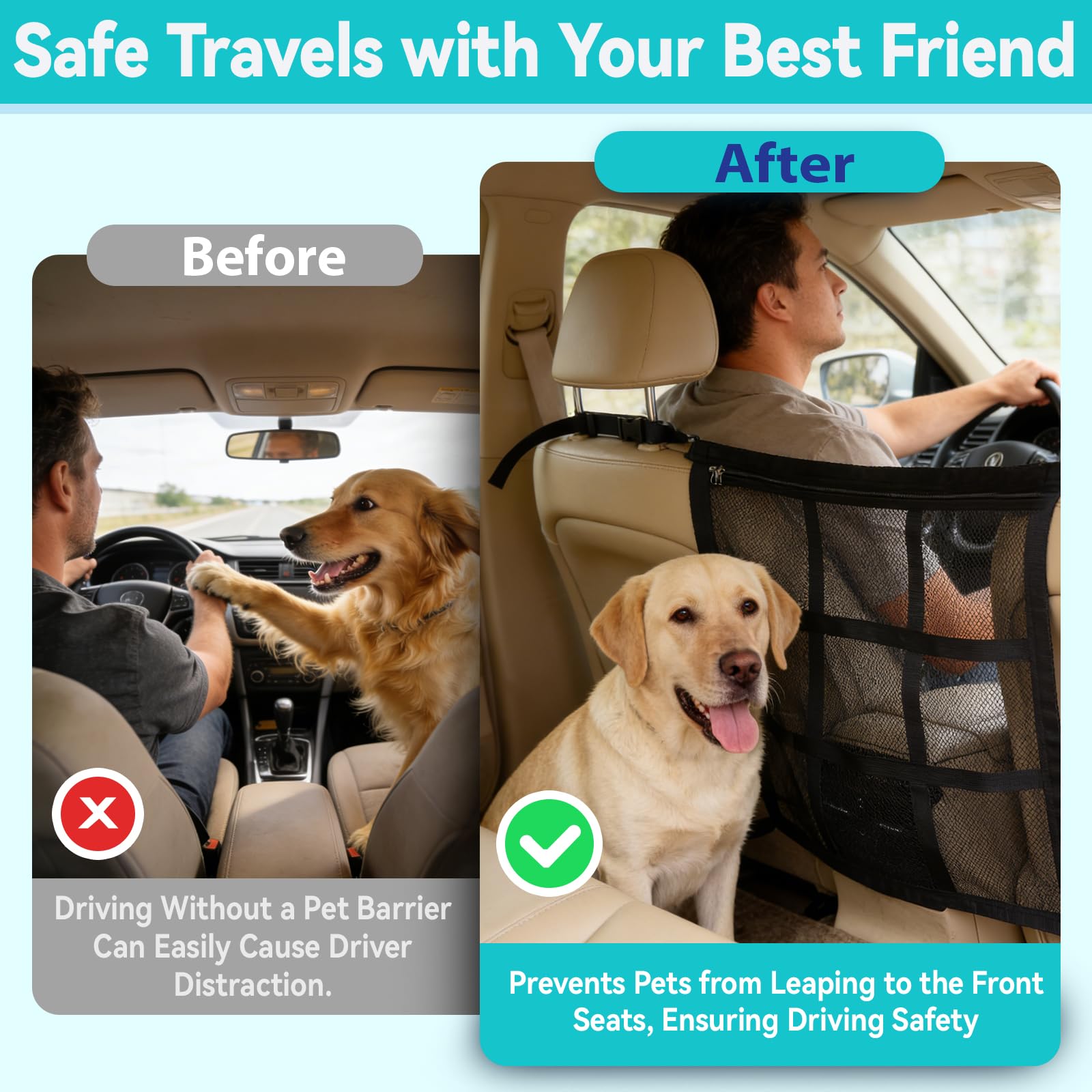 KINETOVOLTA barrier zipper-pocket stores toys and treats during trips
