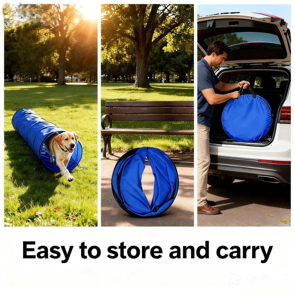 Kinetovolta dog tunnel supports indoor or outdoor use for versatile training.