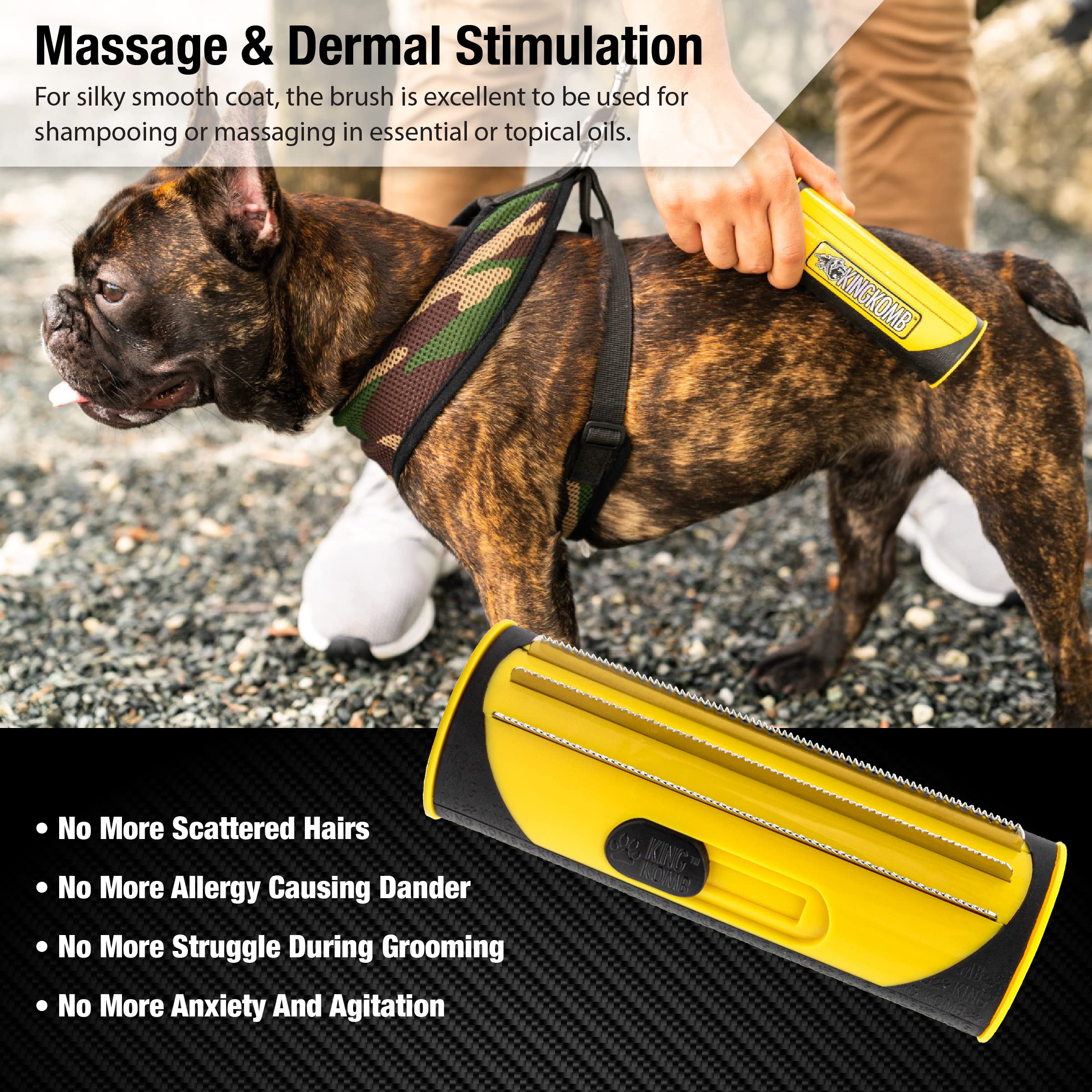 King Kanine deshedding brush close-up bristles for gentle skin contact