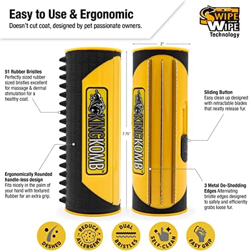 King Kanine deshedding brush self-cleaning mechanism for quick fur release