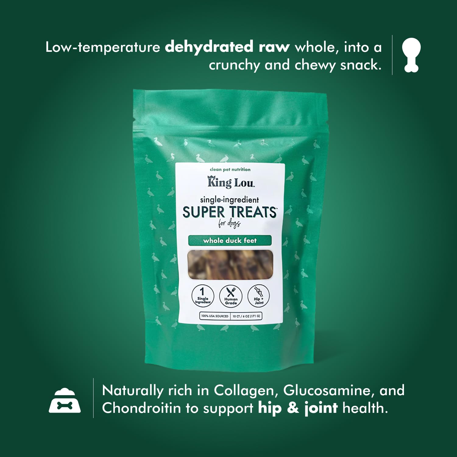 King Lou collagen glucosamine chondroitin duck feet—nutrient blend for hip and joint support.