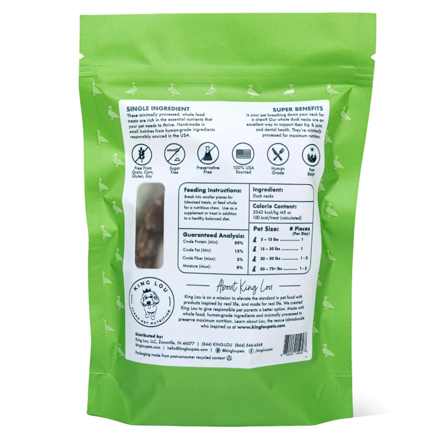 King Lou Duck Neck packaging with eco-friendly materials.