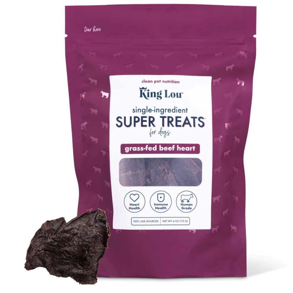 King Lou Pets beef heart jerky packaging shows premium quality