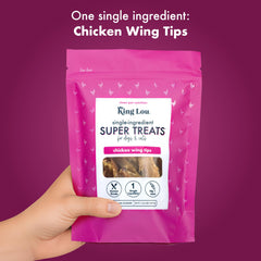 Bag of King Lou Pets treats, rich in collagen, glucosamine, and chondroitin for hip comfort.
