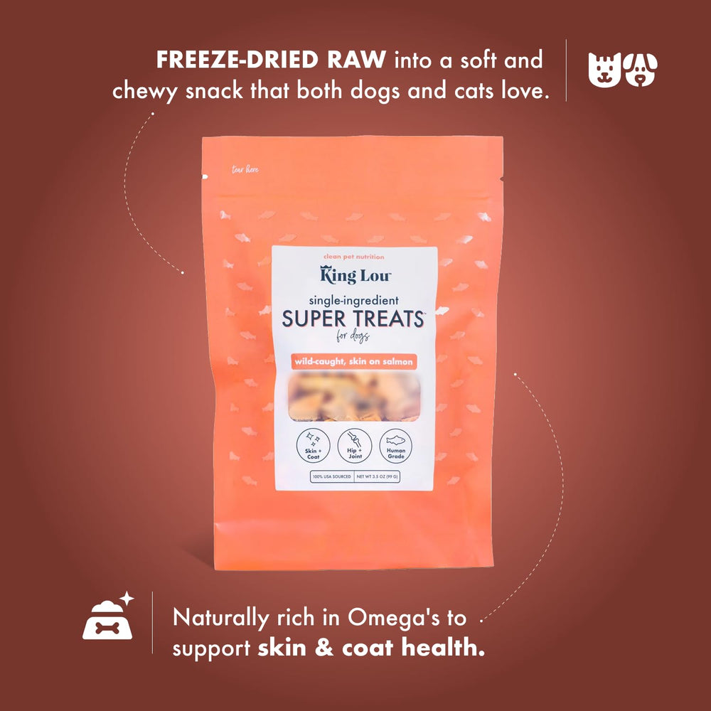 King Lou Pets Wild Salmon Bites dog snack in bowl for rewards