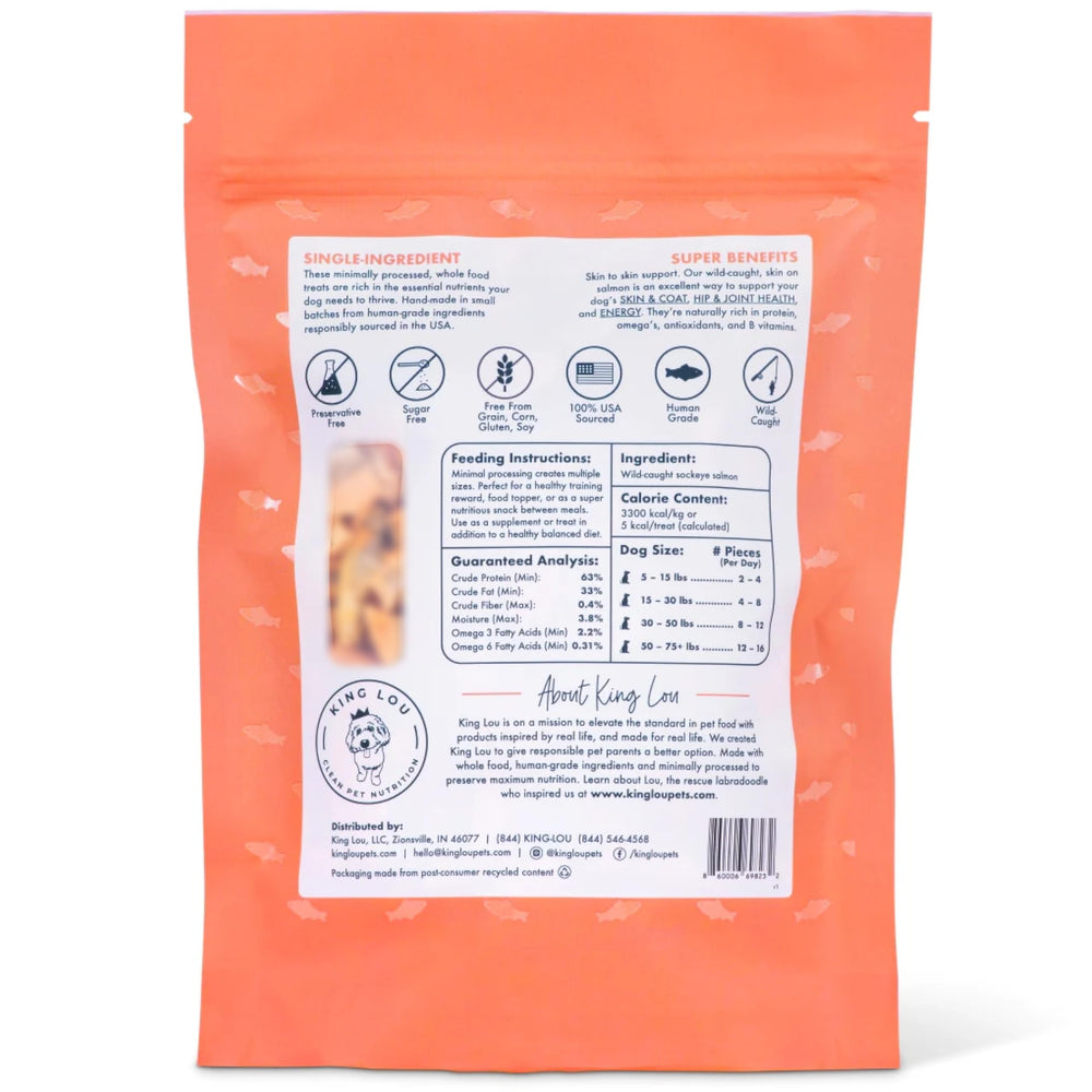 King Lou Pets Wild Salmon Bites USA-made production in small batches