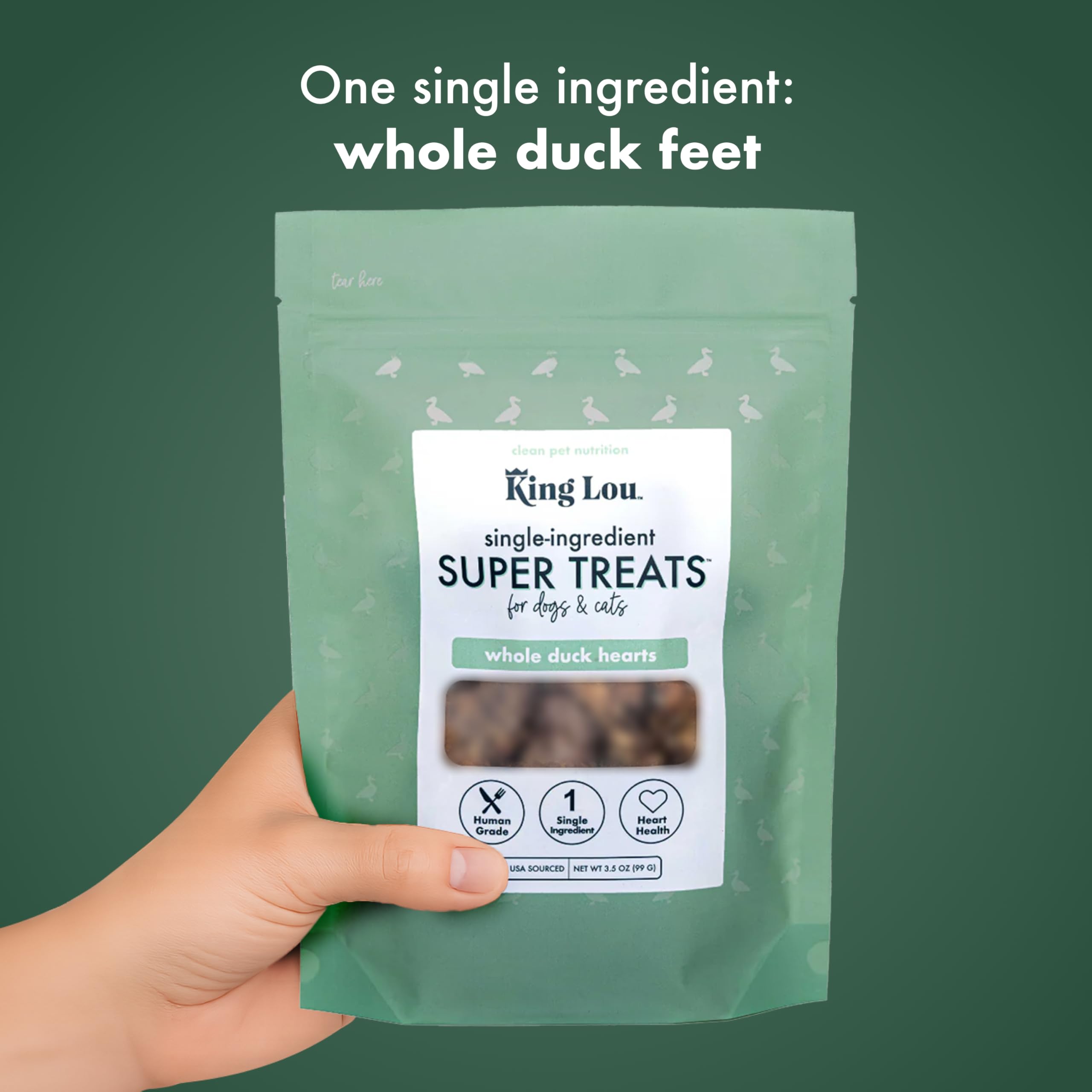 Travel-ready King Lou duck hearts treats for on-the-go rewards.