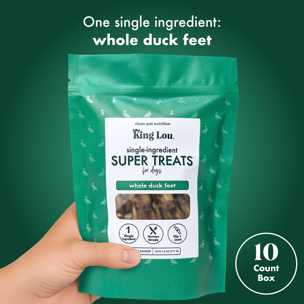 King Lou USA-made dog treats front label emphasizing human-grade ingredients.