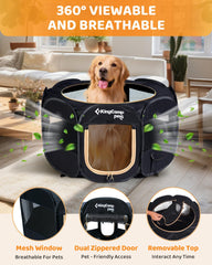 KingCamp dog playpen bottom zipper detaches for outdoor access.