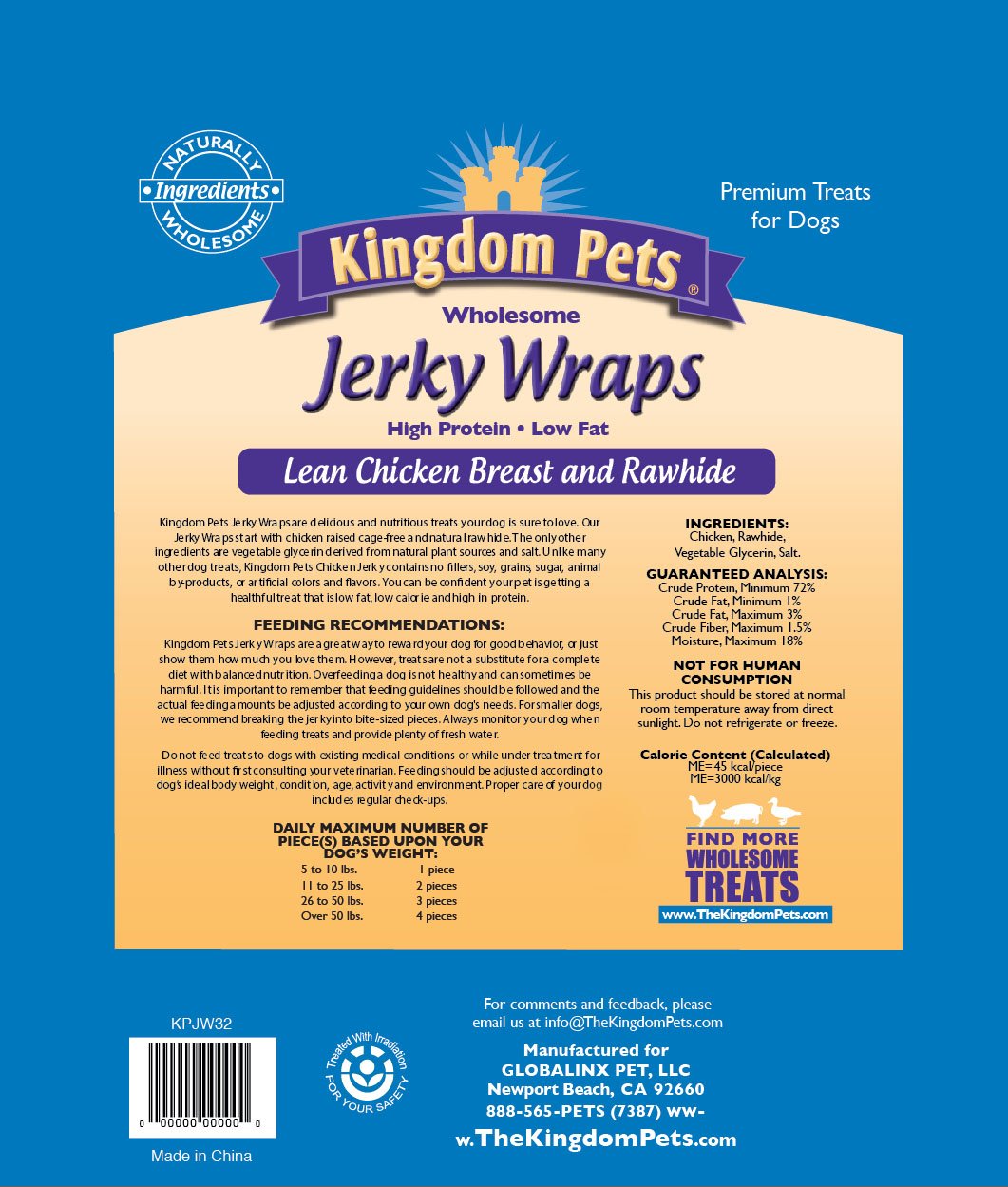 Kingdom Pets Filler Free Chicken Jerky Wraps close-up shows chewy texture dogs love for training