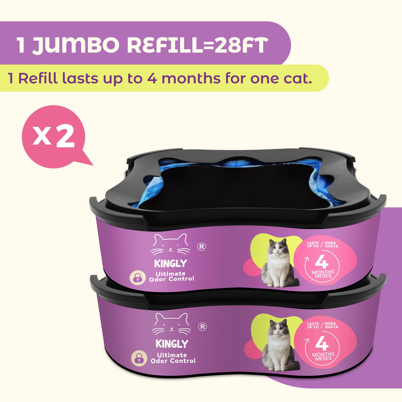 Kingly jumbo 28ft refill compatible with multiple Litter Genie models.