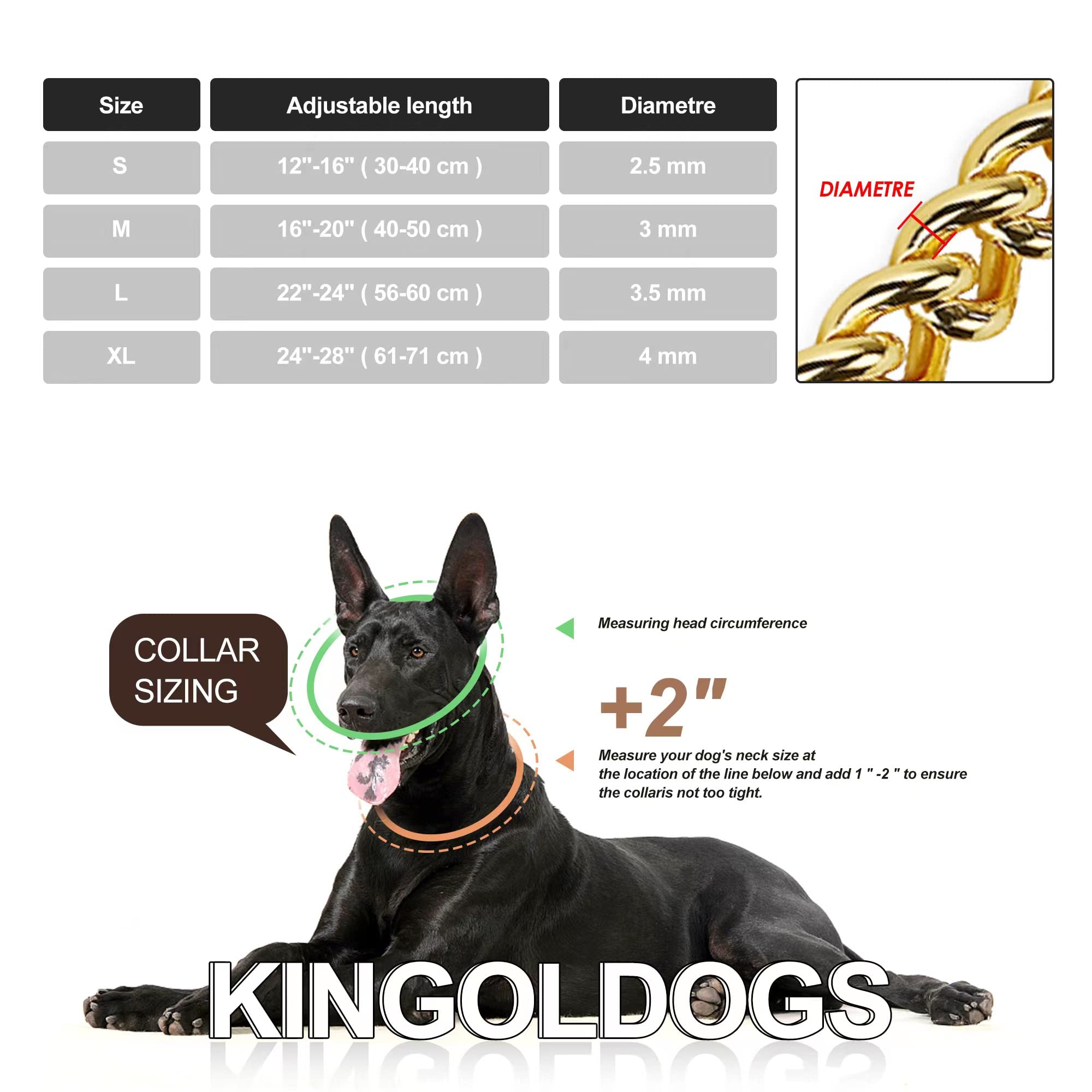 KINGOLDOGS available sizes from small to extra large for flexibility