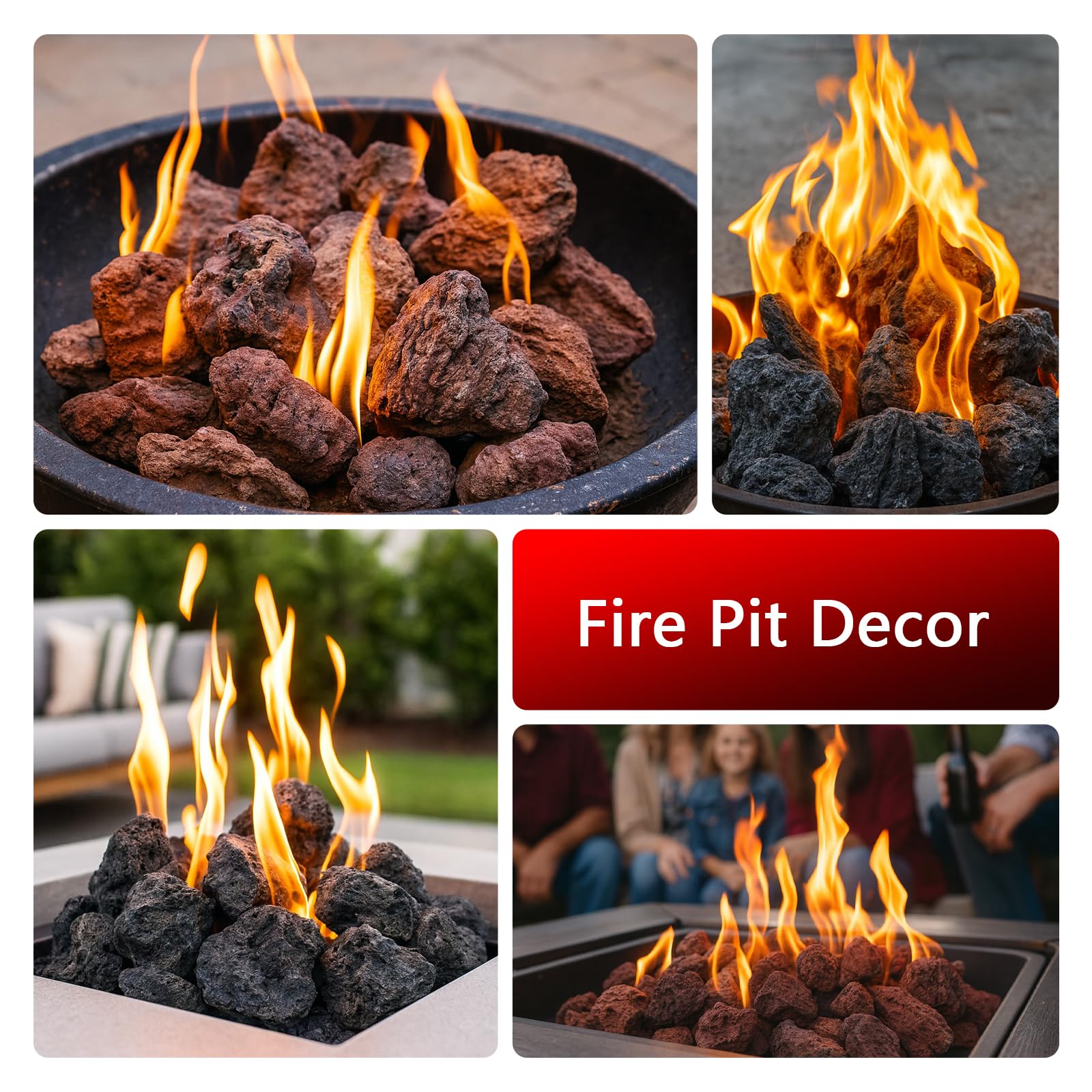 KINGRUI Red Lava Rock withstands heat for fireplaces and outdoor displays.